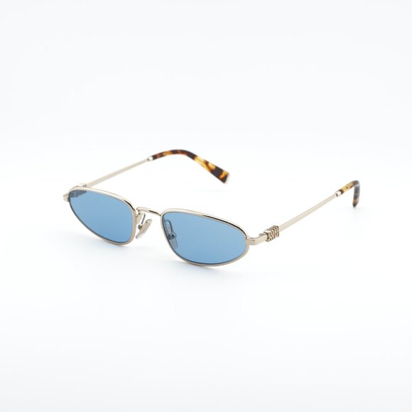Miu Miu MUA52S ZVN60O Sunglasses Gold Cat Eye Frame, Blue Lenses - Picture 8 of 10
